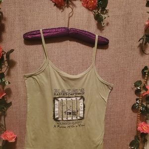 Harley Davidson Spaghetti Tank Top color time Gold Accent